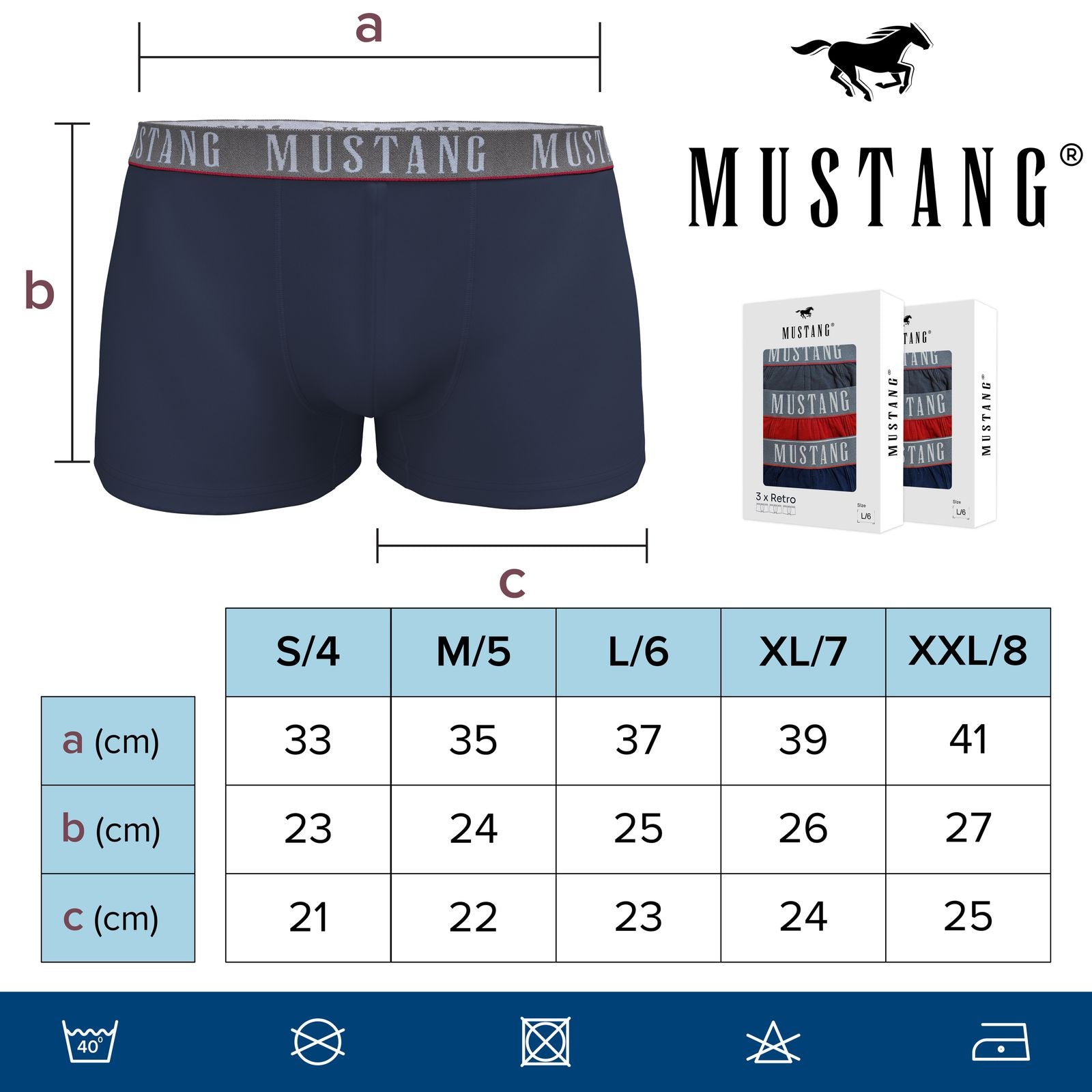 Herren Boxershorts von Mustang Retropants 3er-Pack