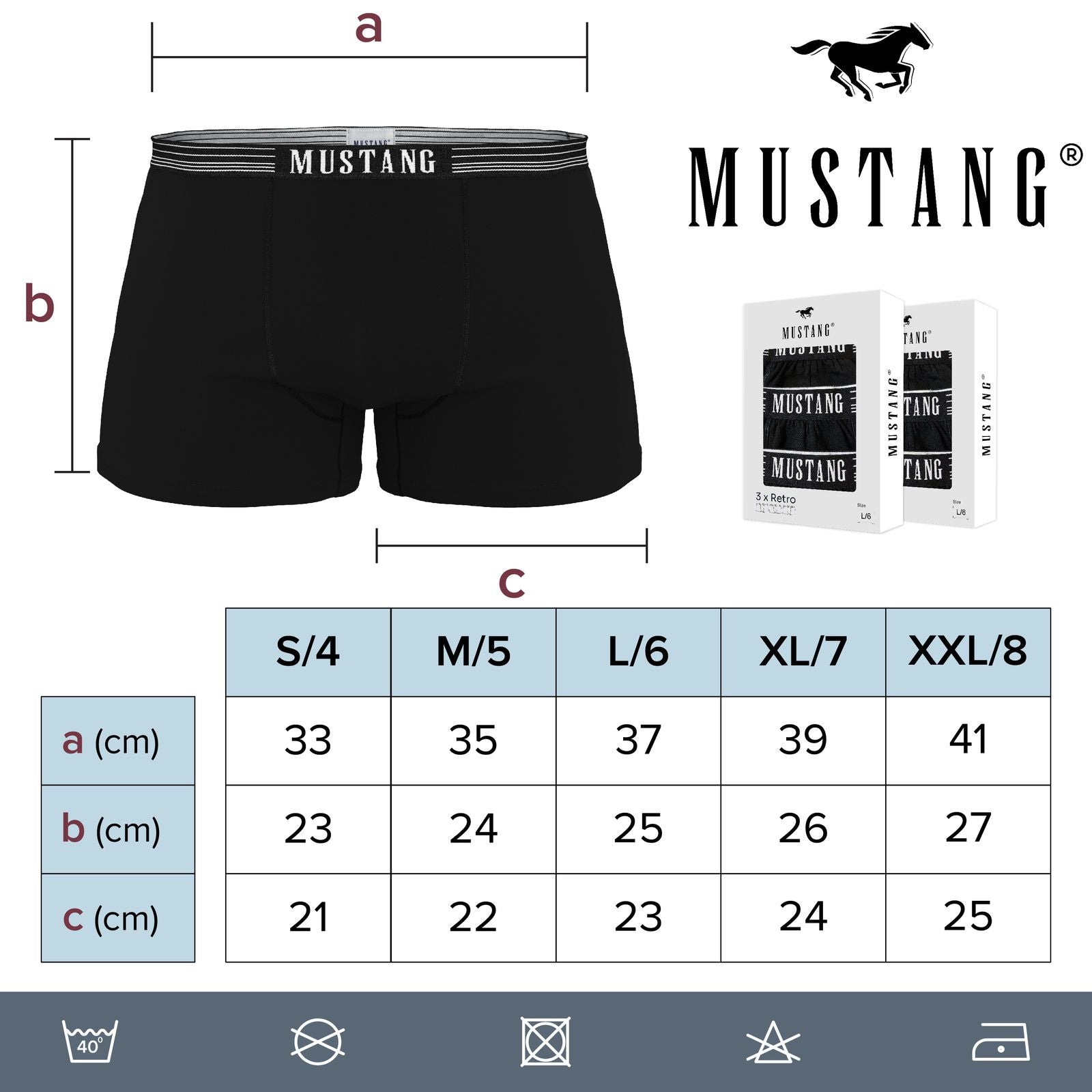 Herren Boxershorts von Mustang Retropants 3er-Pack