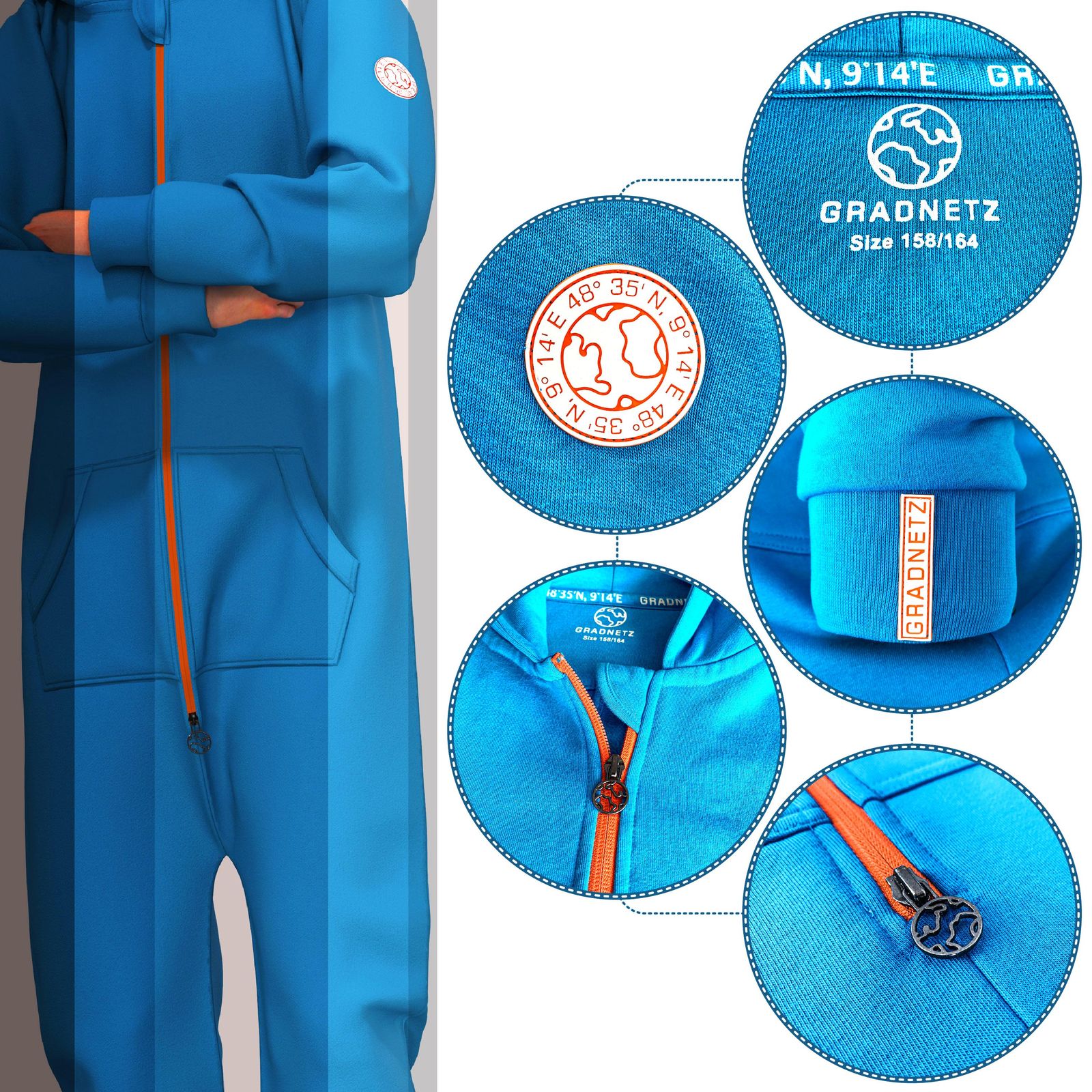 GRADNETZ Kinder Jumpsuits unisex mit Bio-Baumwolle