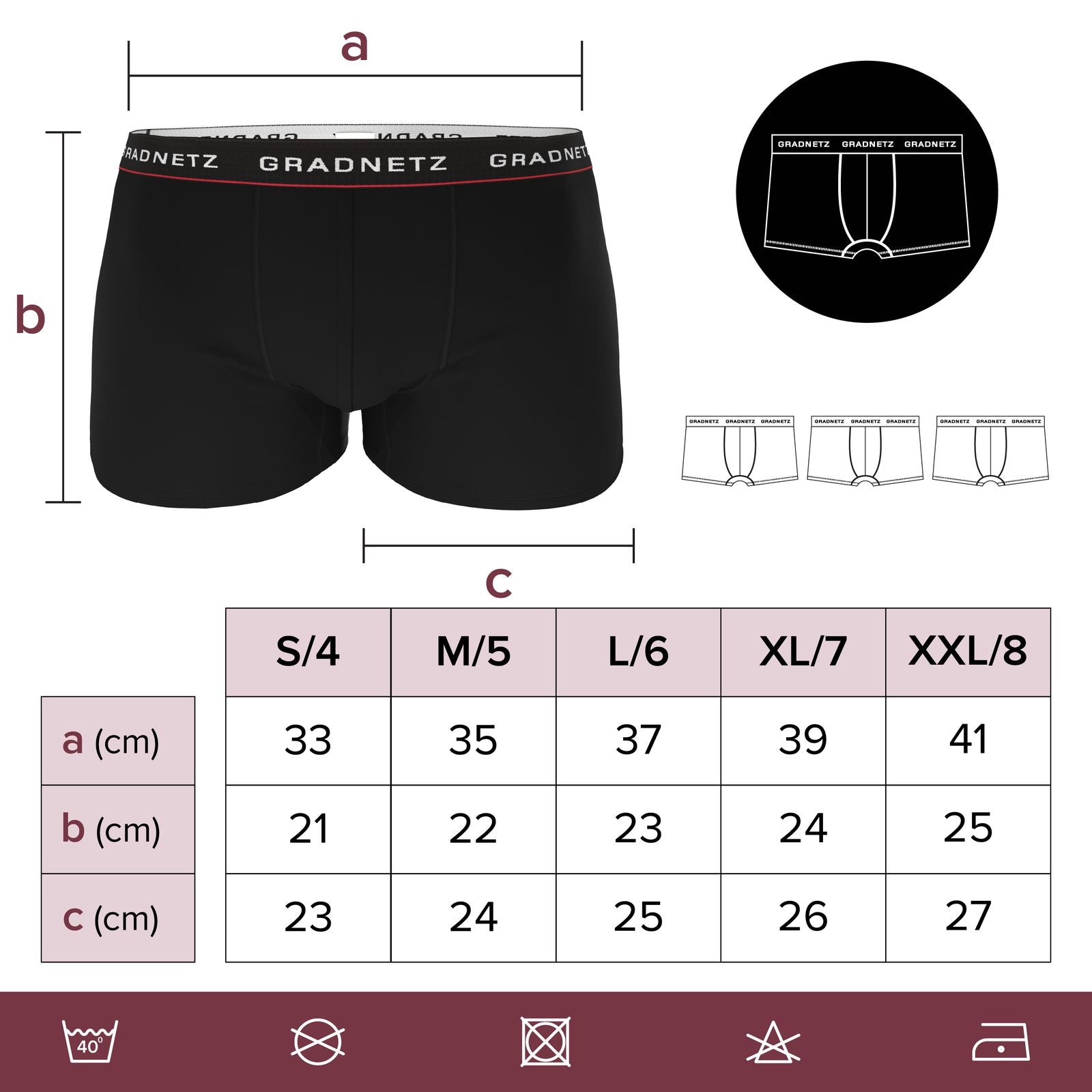 Herren Boxershorts Retropants 3er-Pack von GRADNETZ