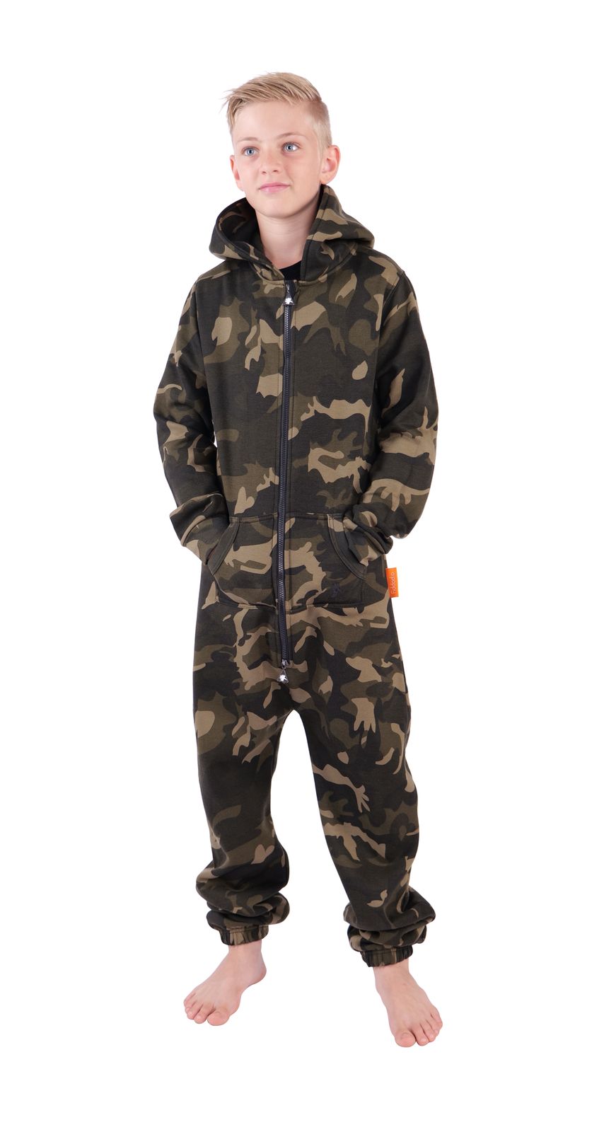 O'Poppy Kinder Jumpsuits Jungen Mädchen mit Zwergen Kapuze camo olive