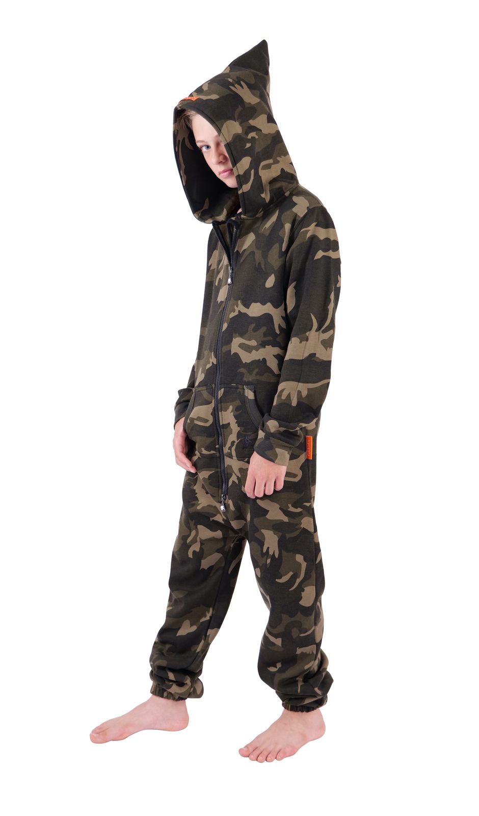 O'Poppy Kinder Jumpsuits Jungen Mädchen mit Zwergen Kapuze camo olive