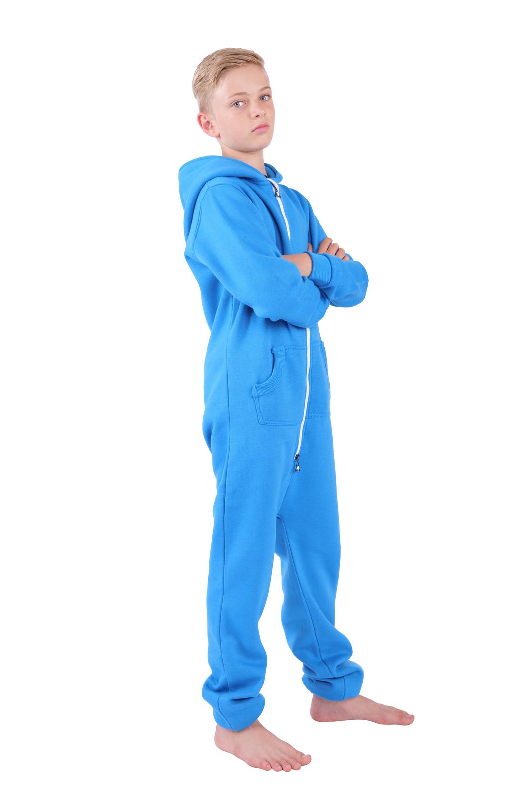 O'Poppy Kinder Jumpsuits Jungen Mädchen mit Zwergen Kapuze blau