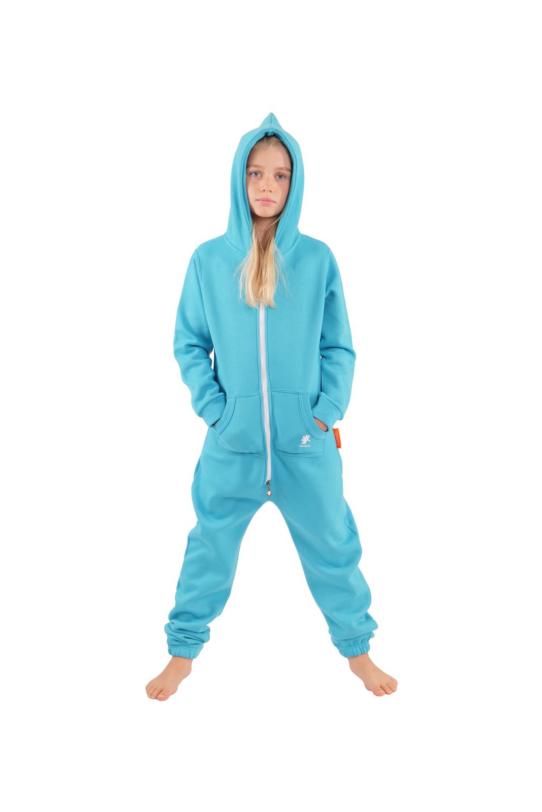 O'Poppy Kinder Jumpsuits Jungen Mädchen mit Zwergen Kapuze türkis