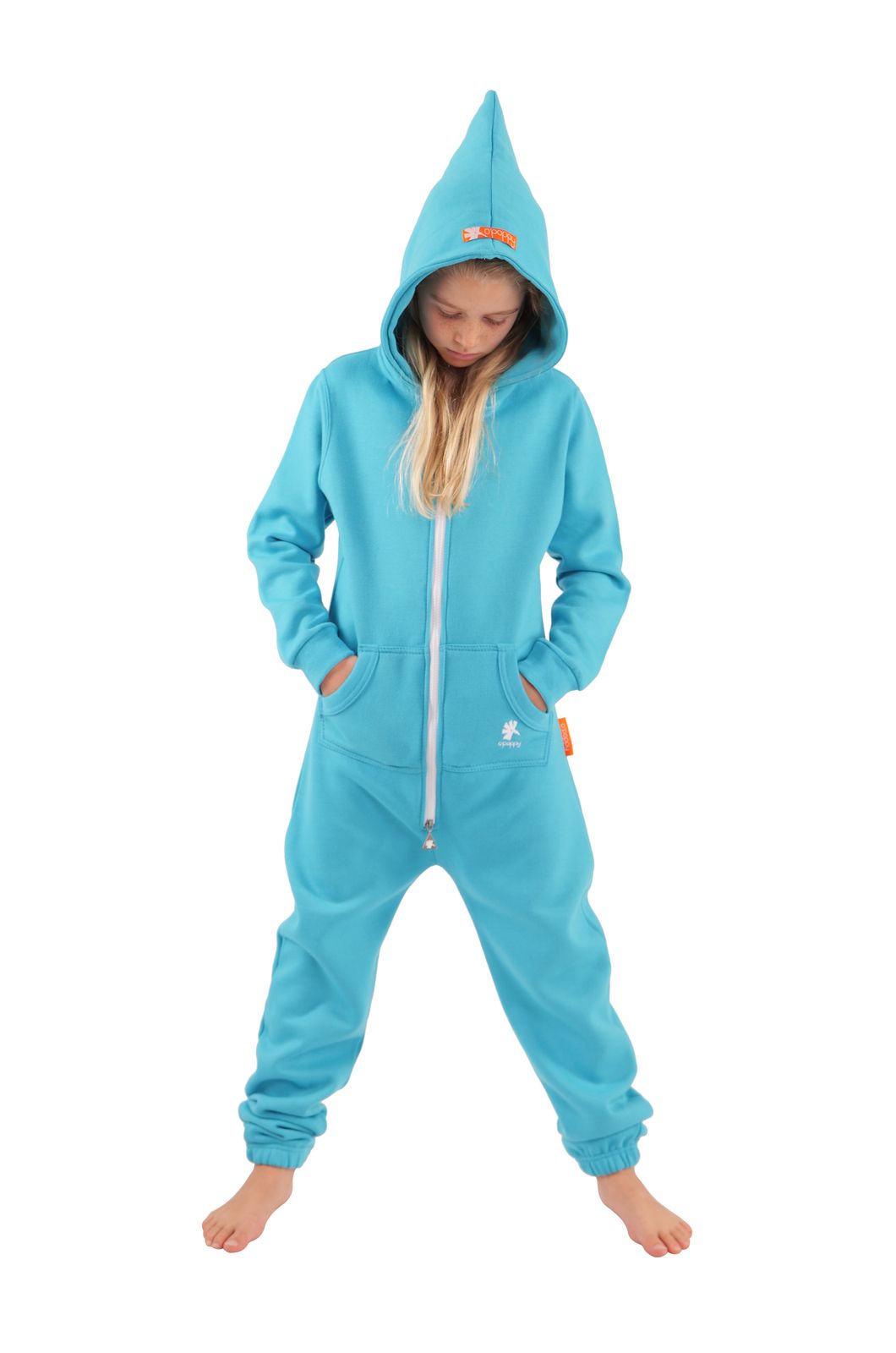 O'Poppy Kinder Jumpsuits Jungen Mädchen mit Zwergen Kapuze türkis