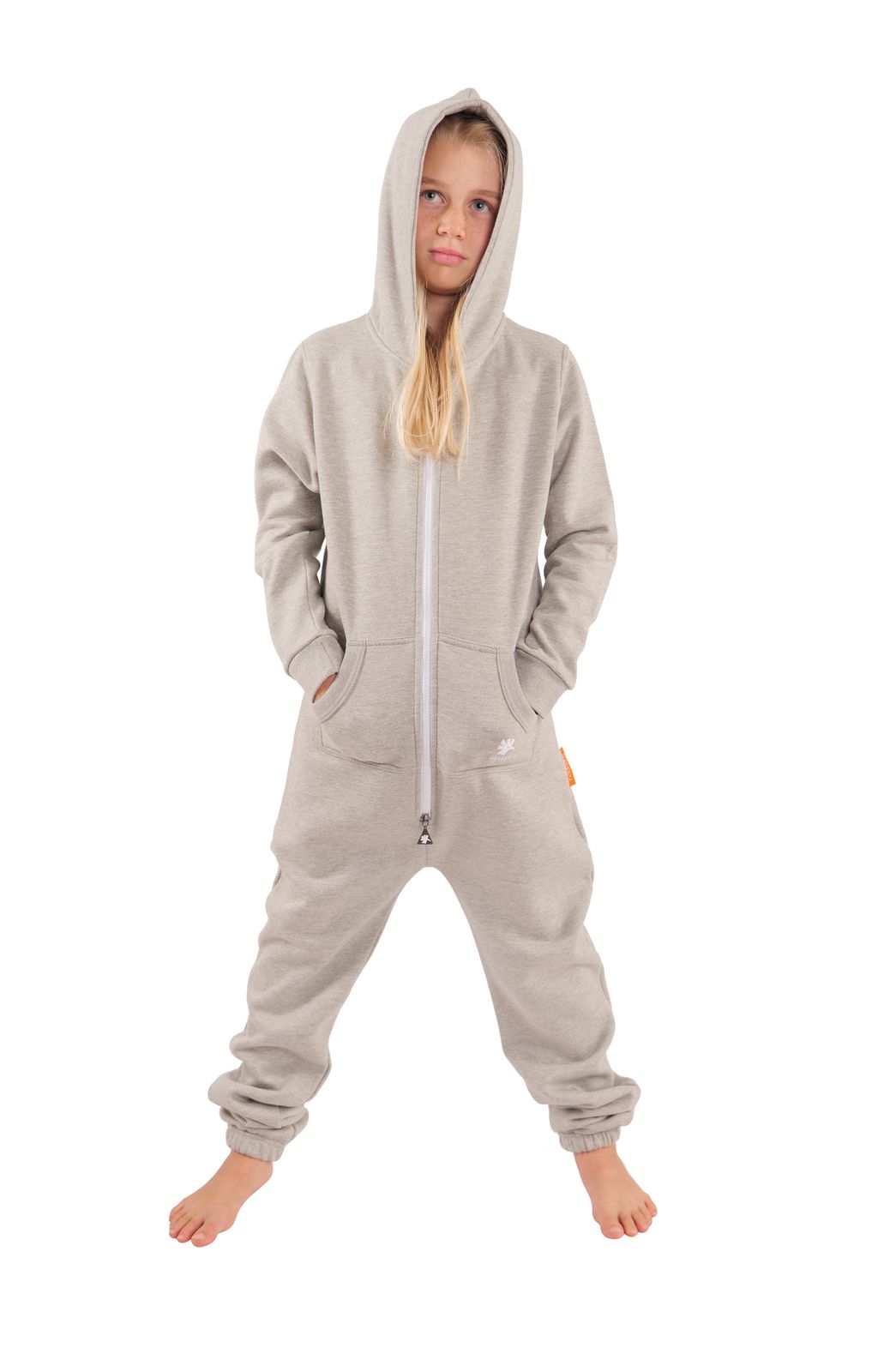 O'Poppy Kinder Jumpsuits Jungen Mädchen mit Zwergen Kapuze hellgrau