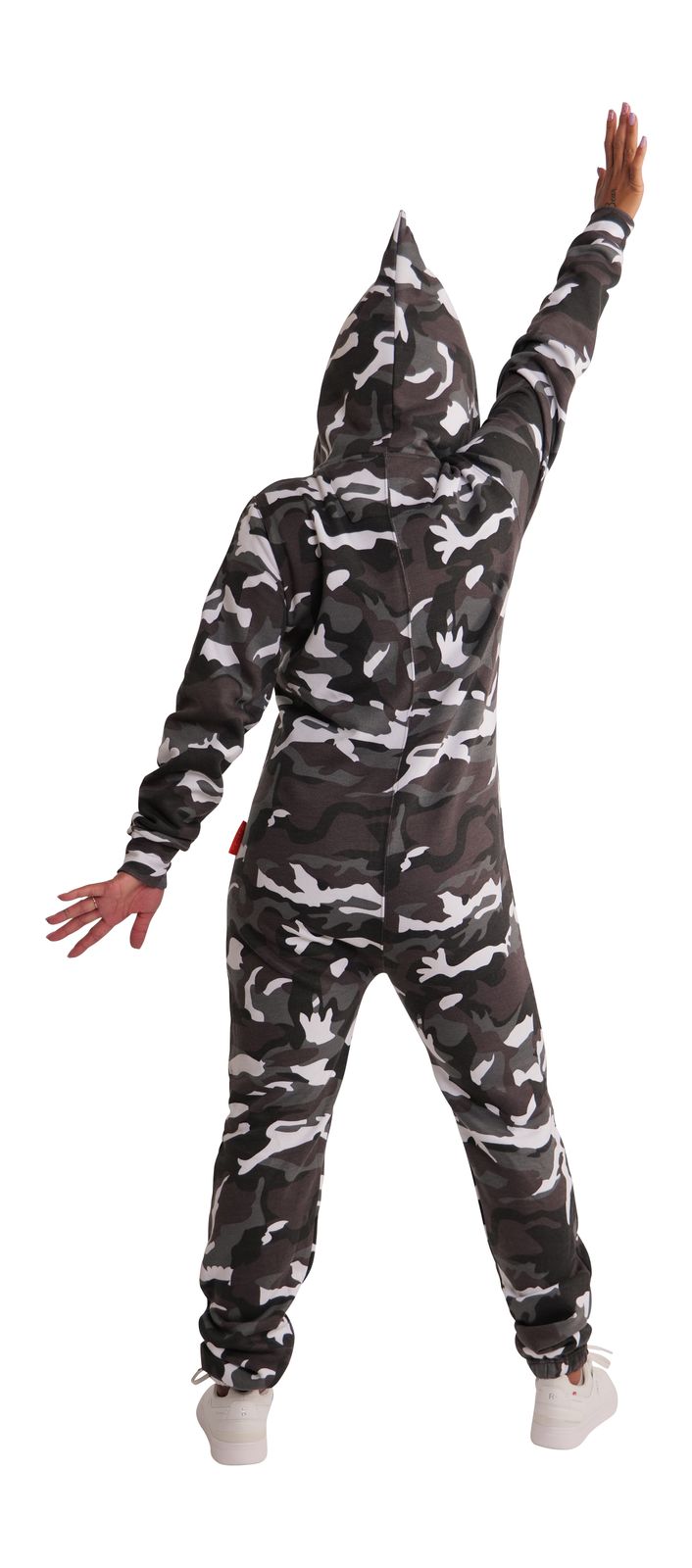 O'Poppy Jumpsuit Damen mit spitzer Kapuze camo urban grey