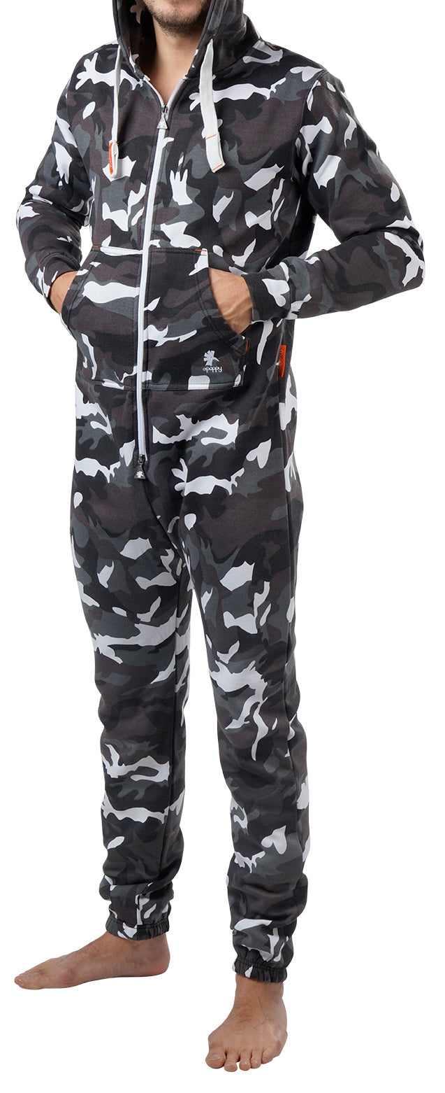 O'Poppy Jumpsuit Herren mit spitzer Kapuze camo urban grey