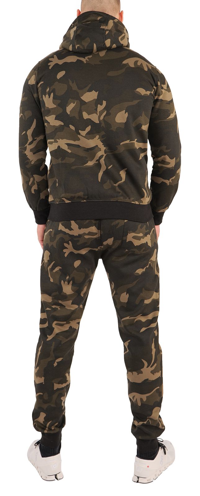 O'Poppy Jogginganzug Herren 2-teilig mit Lederpatches und Kapuze camo olive