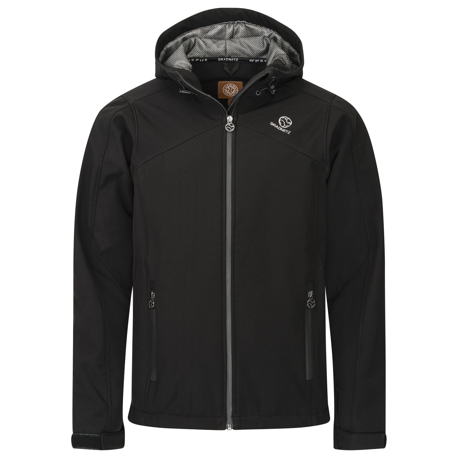 GRADNETZ atmungsaktive Outdoor Softshelljacke mit Kapuze schwarz